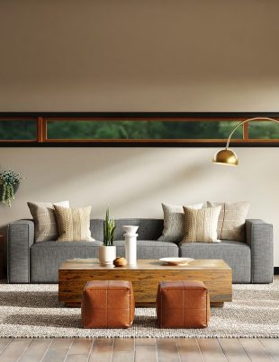 white and brown living room set